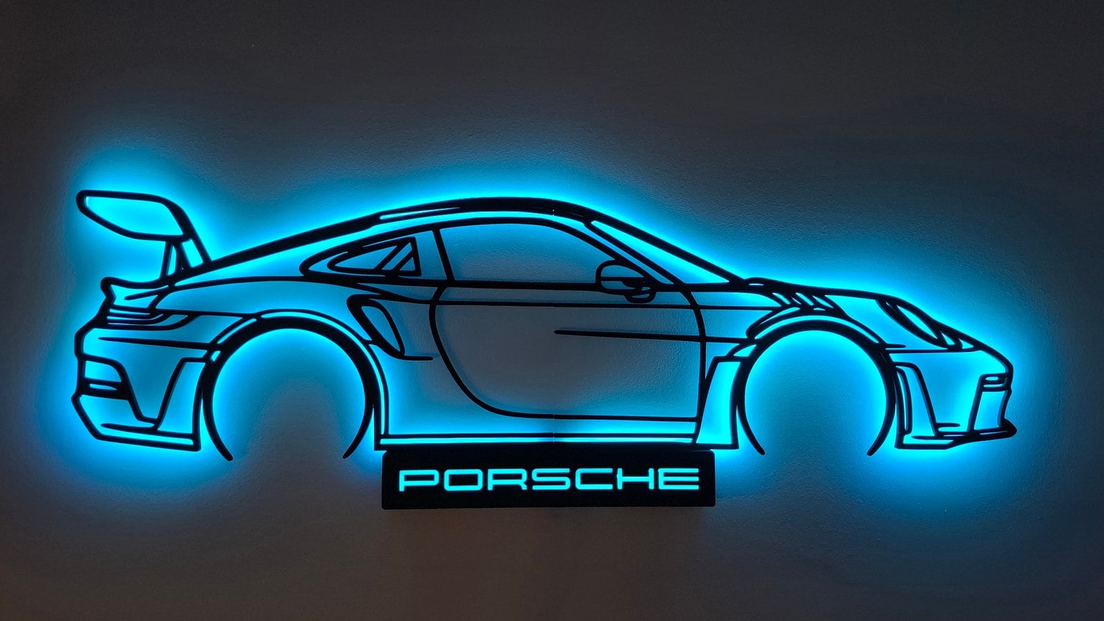 Porsche 911 GT3 falikép a falon, LED háttérvilágítással